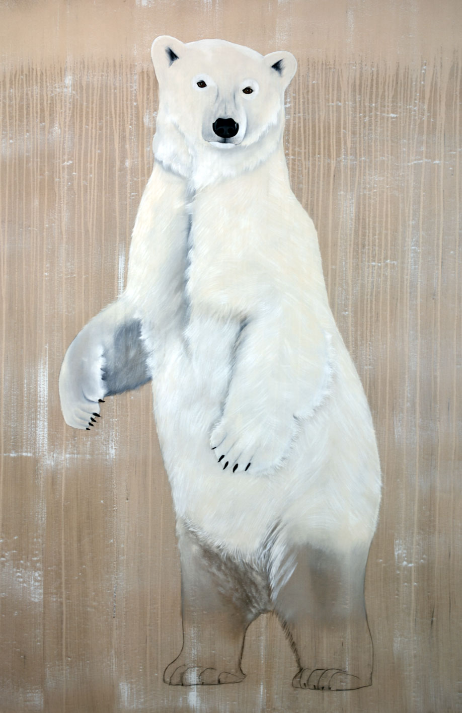 affiche ours ursus-maritimus-polar-bear-white-threatened-endangered-extinction Thierry Bisch Contemporary painter animals painting art  nature biodiversity conservation 